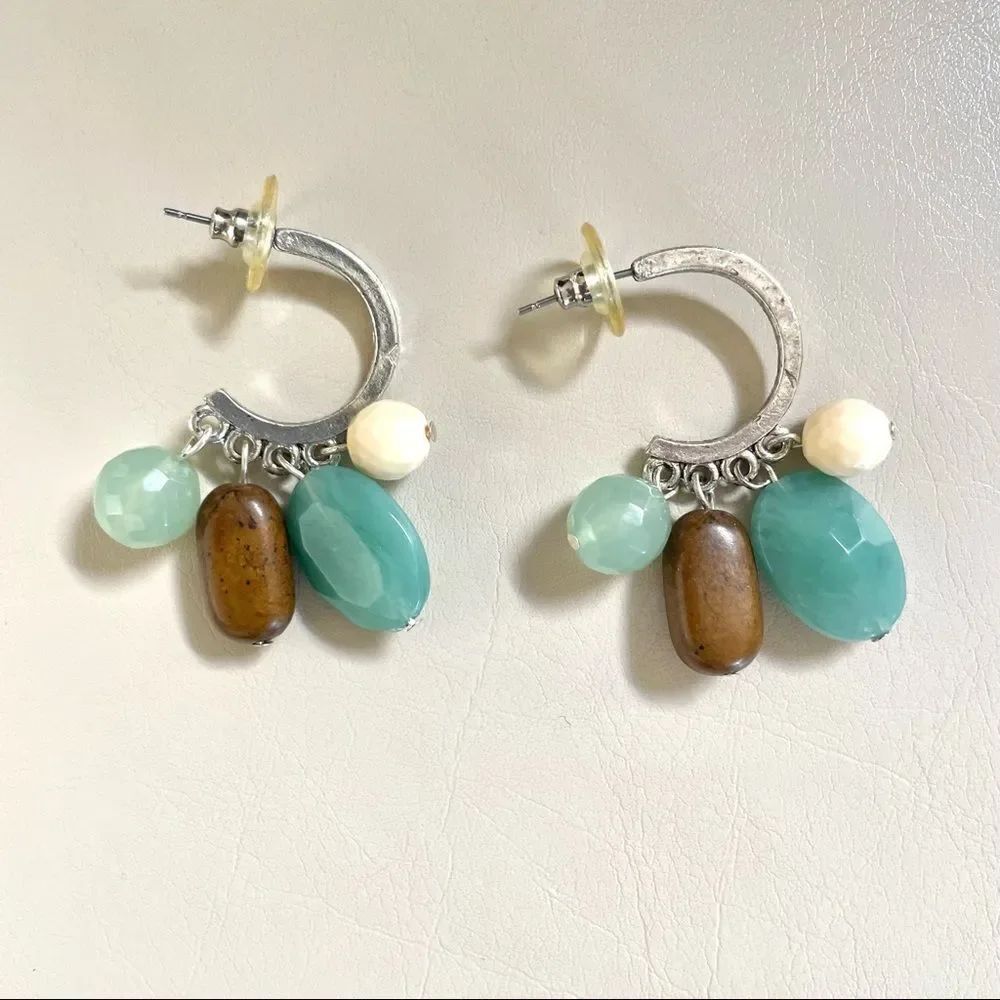 Silver tone hoops with beads